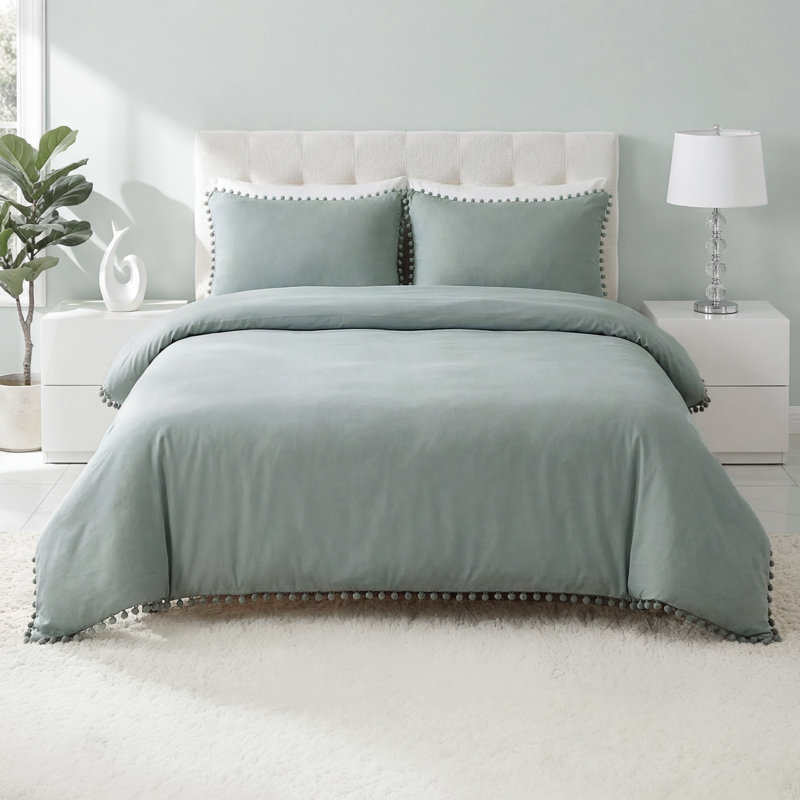 Polyester Solid Colour Sham with Pillow Shams, Green