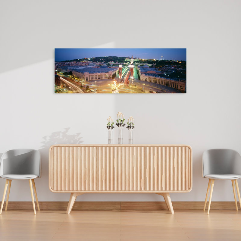 Barcelona Spain by Peter Adams - 1 Piece Wrapped Canvas Panoramic Wall Art, 40.64 cm H x 121.92 cm W