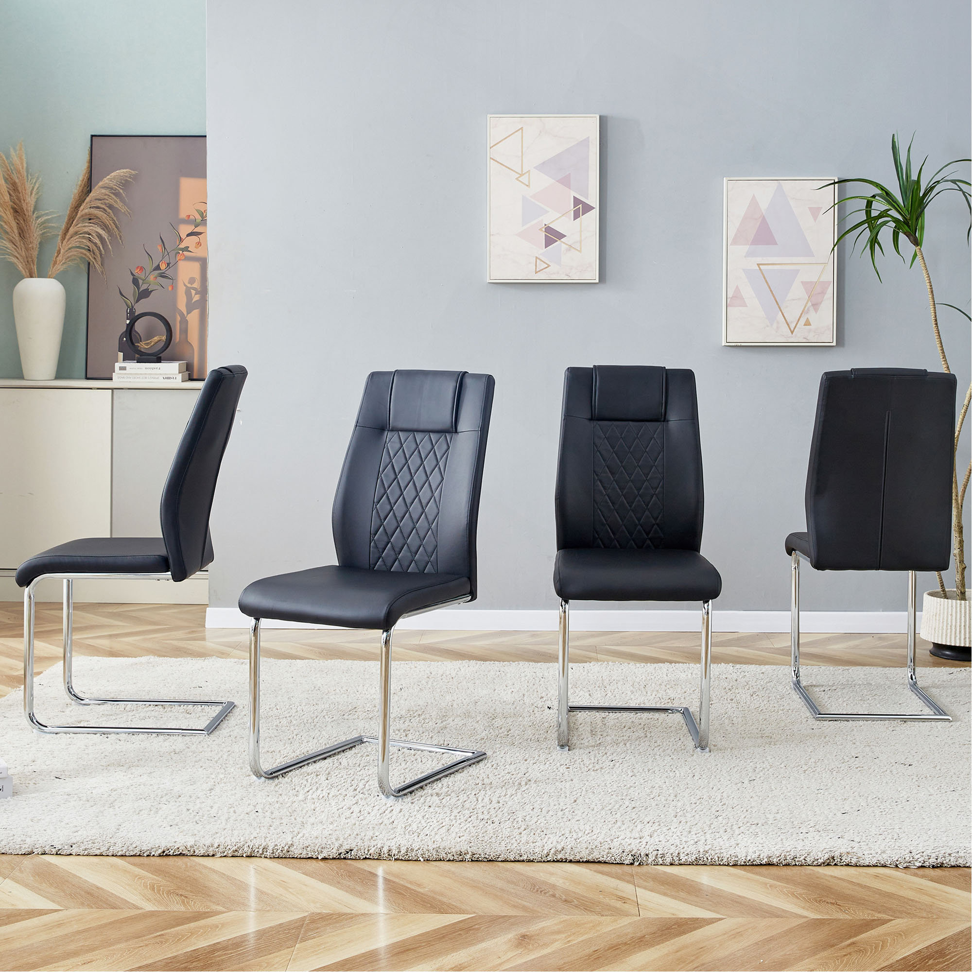 Wrought Studio™ Modern Dining Chairs With Faux Leather Padded Seat ...