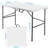 FOLDING TABLES WHITE 4 Foot Portable Heavy Duty Plastic Fold-in-Half Utility Table Small Indoor Outdoor Folding Table with Carrying Handle, Camping and Party,White