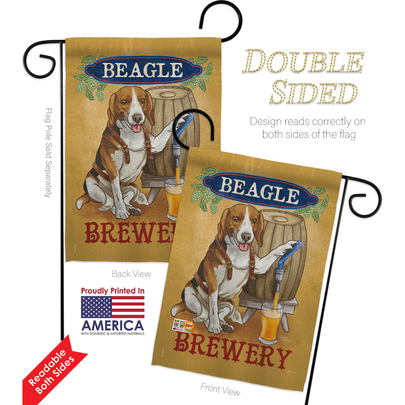 Brasserie Beagle 2 faces polyester 19 x 13 po Ensemble de drapeaux