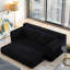 Fauteuil convertible 2 places en velours côtelé avec structure en acier et mousse à mémoire de forme, sans assemblage, noir-1358801481-1358801482
