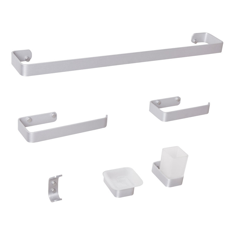 6-Piece Bathroom Hardware Set ZORRITOS with Towel Bars and Hooks Metal, Silver