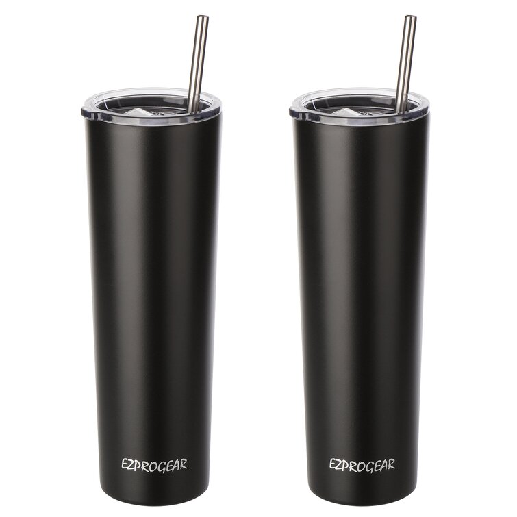 Ezprogear 30 oz 2 Pack Stainless Steel Tumbler Double Wall Vacuum Insulated  with Straws and Handle