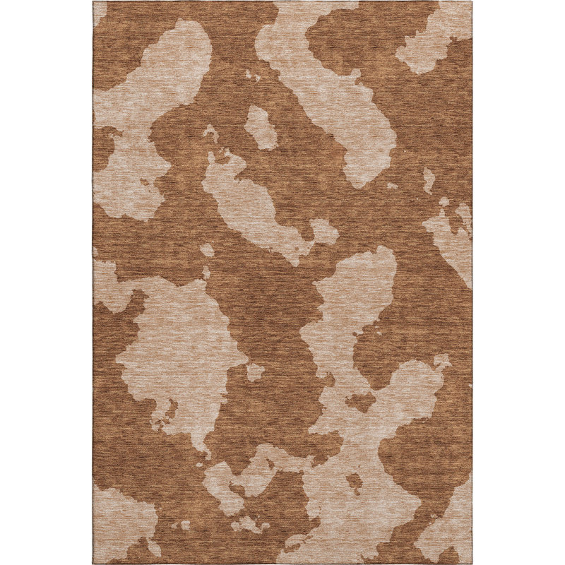 Premium Machine Washable Prisco Terracotta Rug, Rectangle 9' x 12'