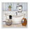 Salle de bain style campagnard baignoire gris neutre dessin - peinture