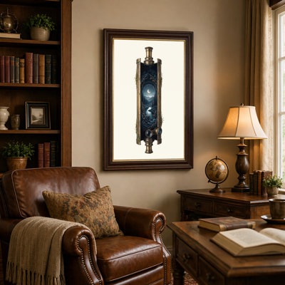 Art mural antique sur toile encadré doré pour le salon, la chambre à coucher, le bureau ou le vestibule - décoration murale décorative avec paysage Steampunk