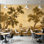 Peler et coller le papier peint, paysage rustique, arbres, journée ensoleillée, art mural de style rétro, adhésif et amovible