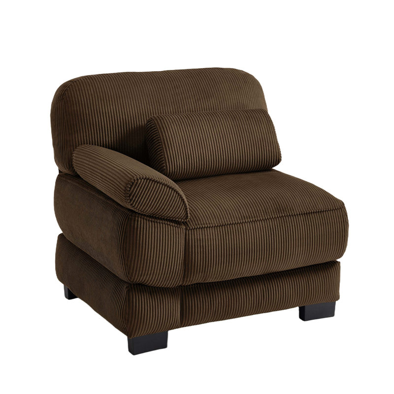 Canapé en velours côtelé avec 1 coussin - brun, Brun