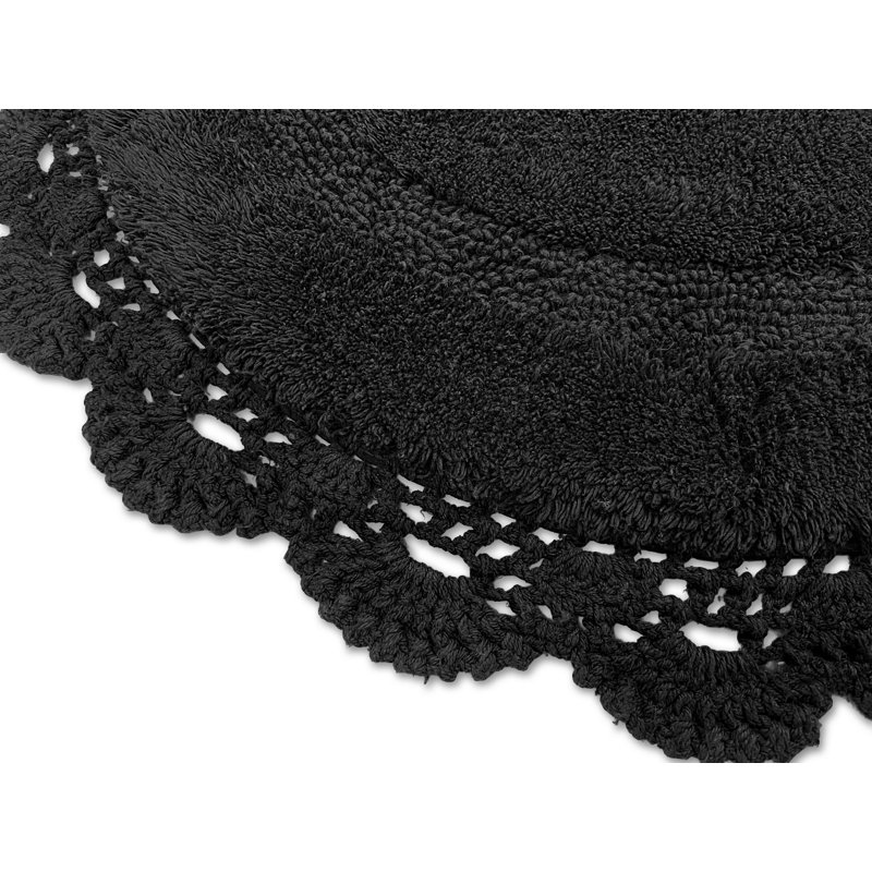 Winfree Cotton Non-Slip Bath Rug, Black, 30" W x 20" L