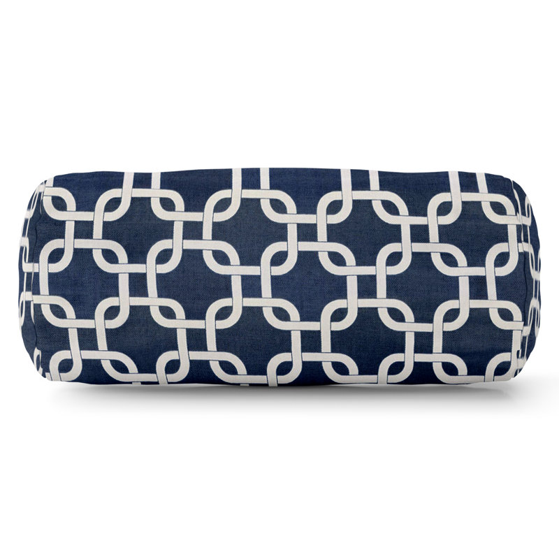Links Geometric Outdoor Reversible Throw Pillow, Navy Blue