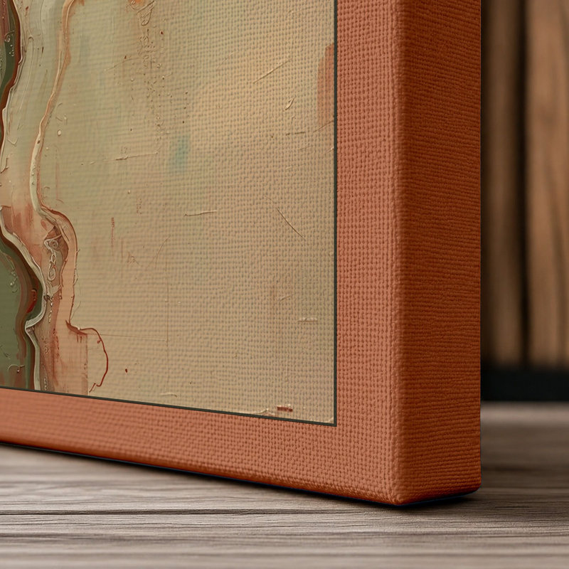 Warm and Cool Divide Abstract - Wrapped Canvas, 24x16 - 61.0 x 40.6 cm, Terracotta Border