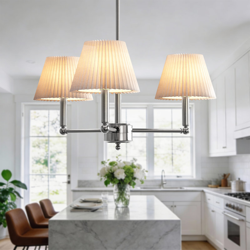 Costa Iron 3-Light Chandelier, Brushed Nickel