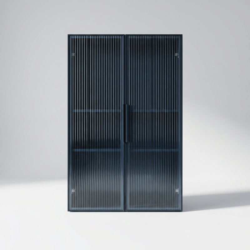 Armoire de rangement murale à porte en verre pour la salle de bain, la cuisine et le salon - Design minimaliste moderne avec trois tablettes et une structure en métal