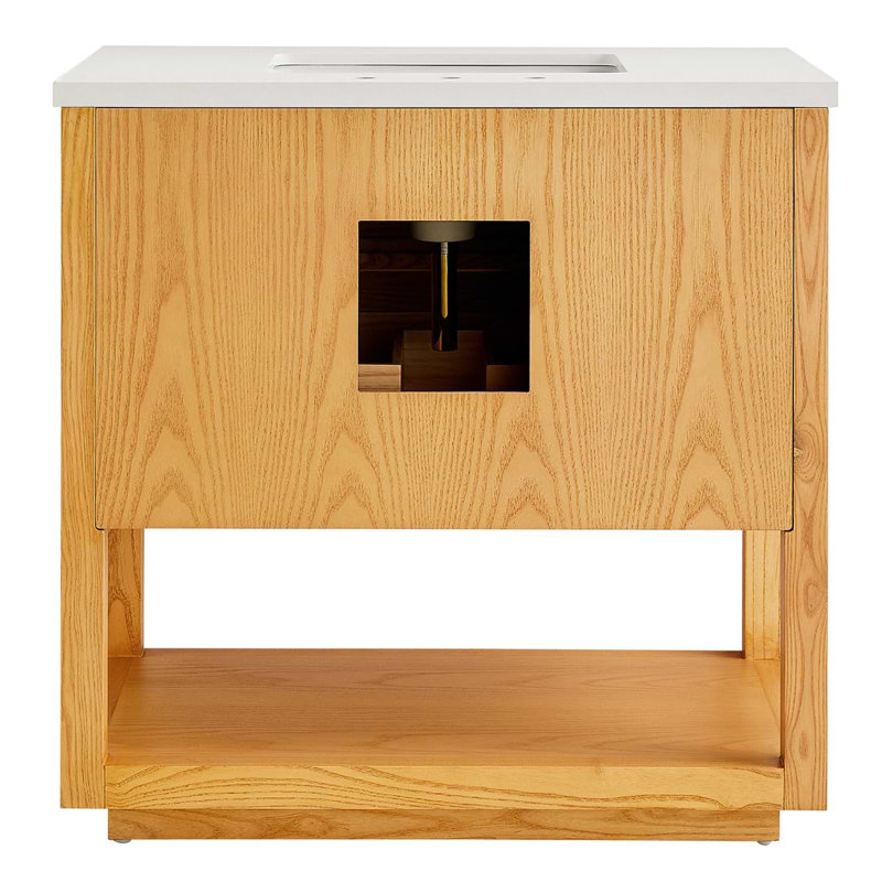 Dayton 36" Woodgrain Vanity With Pure Quartz Top And Ceramic Basin