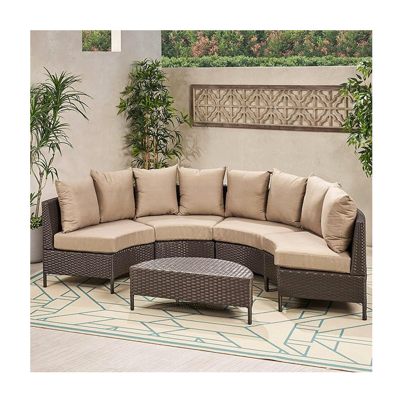 Ensemble de canapé 5 pièces Pt Limon, Beige, Brun