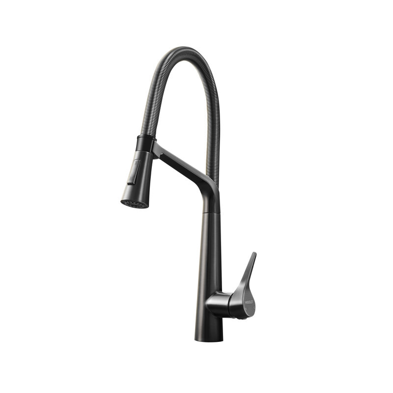 HIGOLD Reddot Award Pull Down Kitchen Faucet with Magnetic Sprayer, Rose Gold Spring Neck, Gun Metal