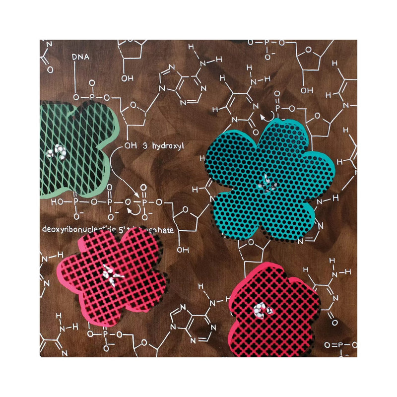 Four Flowers And Chemical DNA by Taylor Smith - Painting on Canvas, Wrapped Canvas, 66.04cm H x 66.04cm W x 1.91cm D