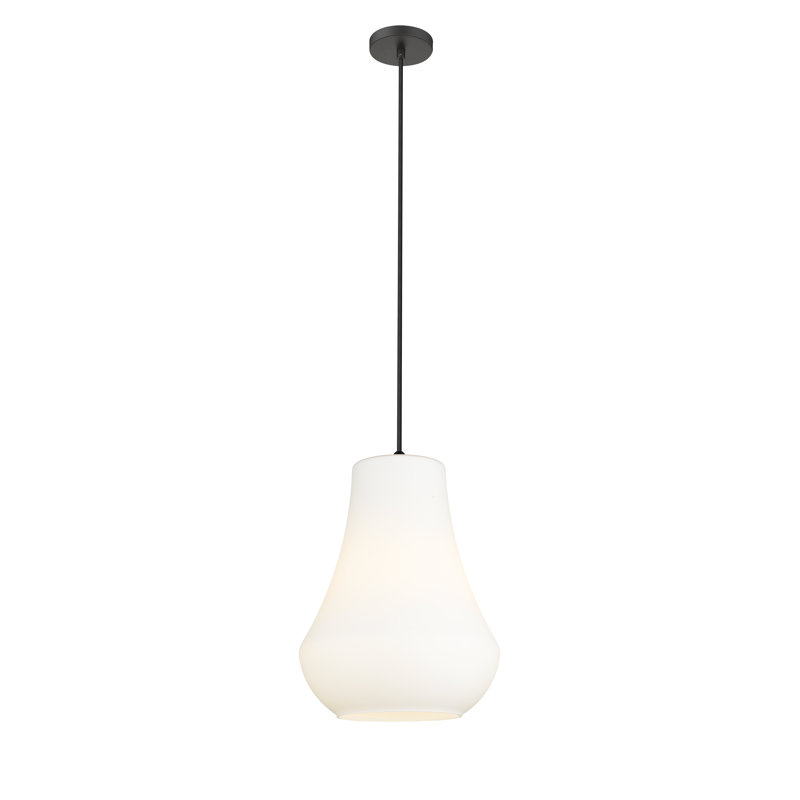 Luminaire suspendu en forme de cloche à 1 lumière Tilsworth, Blanc mat, Noir mat, H 136 po x l 11,75 po x P 11,75 po