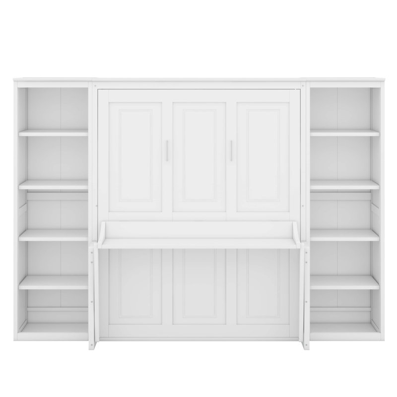 Lit escamotable double avec bureau et bibliothèque, Double