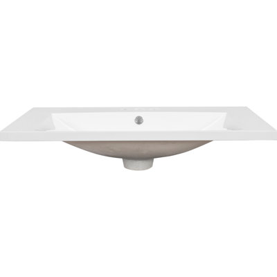 Comptoir de meuble-lavabo en céramique blanc, 30 po x 18 po, montage sur robinet 4 po, dessus sans dosseret, 6,74 po, 3 trous, lavabo inclus
