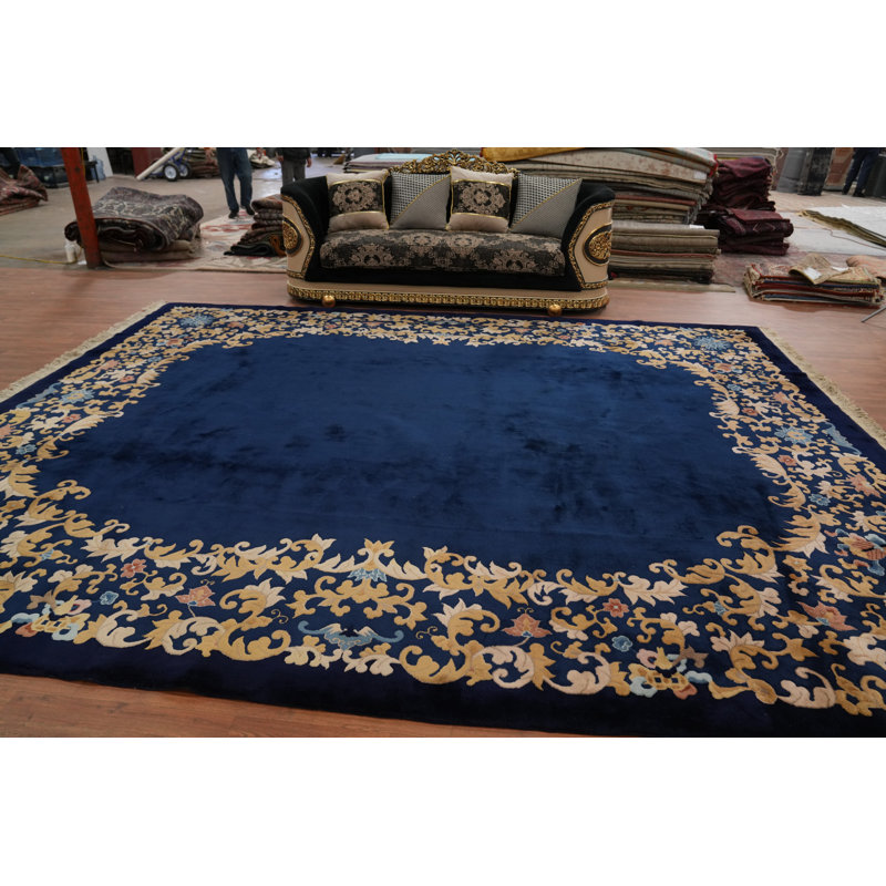 Tapis chinois à motif végétal Art Deco 12 x 15