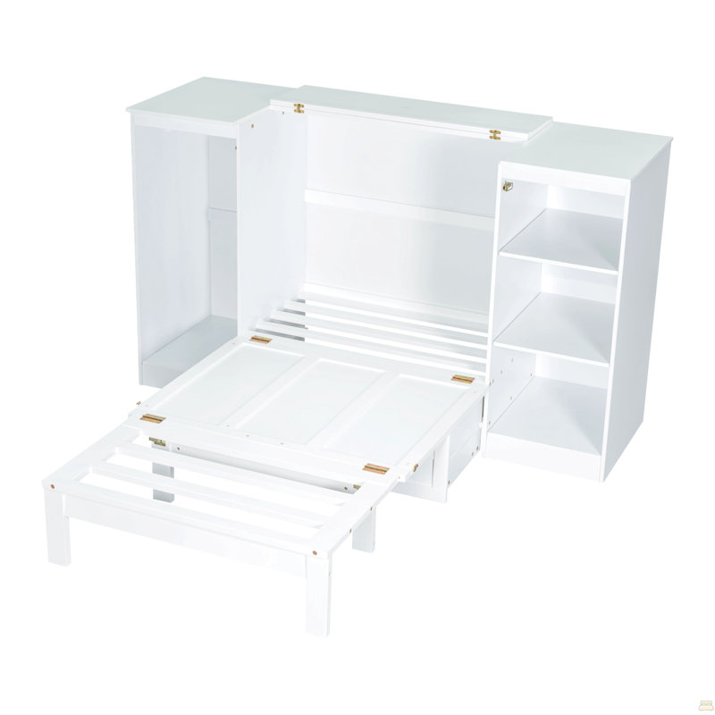 Lit escamotable simple avec tablettes de chevet et garde-robe