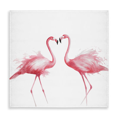 Two Pink Flamingo Watercolor Tablecloth | Indoor Outdoor Decor