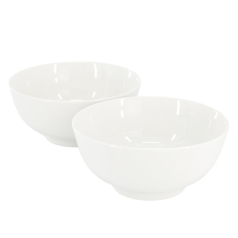 Ebern Designs Great Essentials 2 Piece 6.9 Inch Fine Ceramic Noodle Bowl Set in White