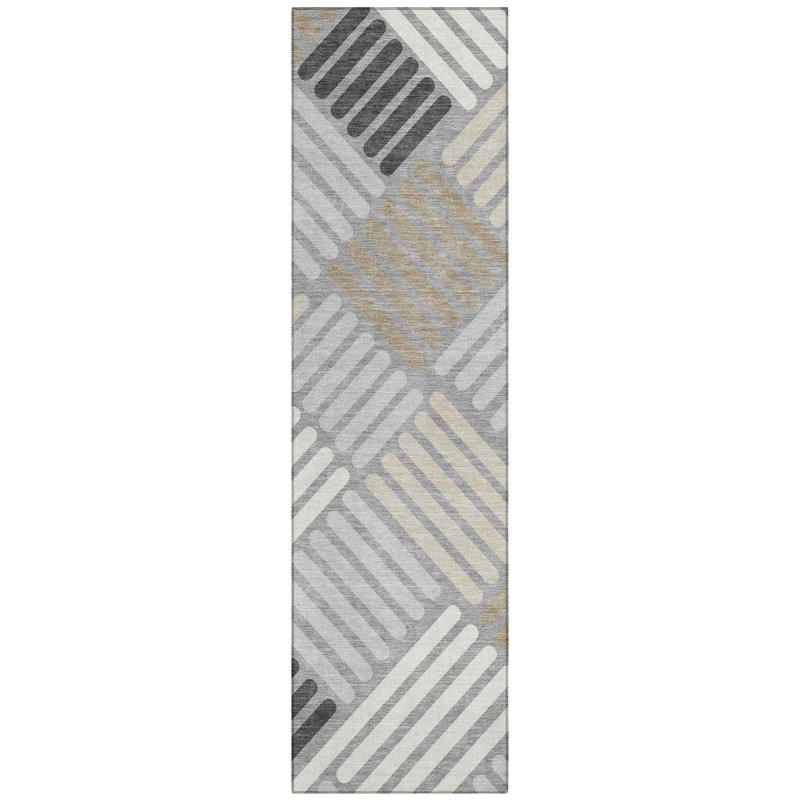 Machine Washable Indoor/Outdoor Skiljo ACN2339 Geometric Rug, Runner 2'3" x 7'6"