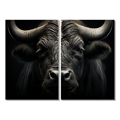 Buffle noir et blanc «Whispers Of Wisdom» - grande décoration murale Buffalo