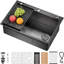 Évier de cuisine encastré noir 33 po avec drain escamotable en acier inoxydable 304 et cuve simple en acier inoxydable 304 avec accessoires-133652668