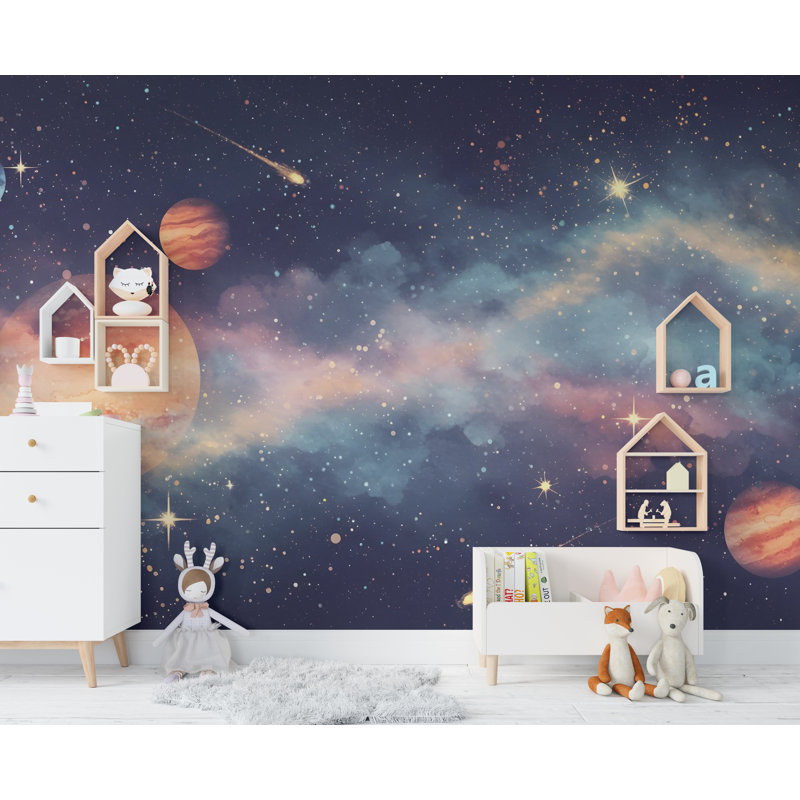 Autocollant mural d'espace | Fresque murale de galaxie | Papier peint d'espace | Décoration murale étoiles et planètes | Décoration de chambre d'astronomie 582RS (Adhésif) RS582
