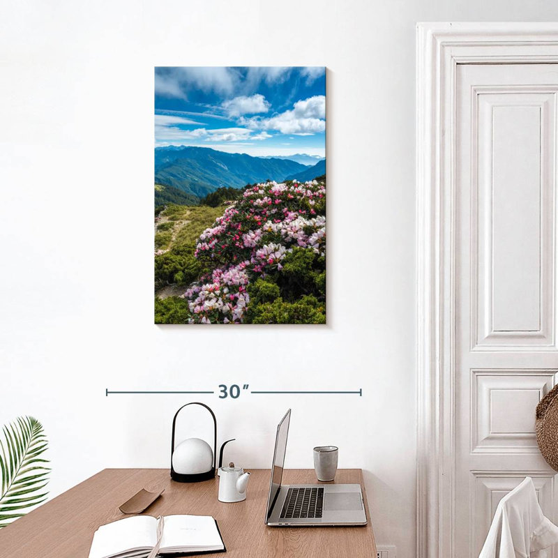 Scène de montagne Rhododendron, H 30 po x l 20 po