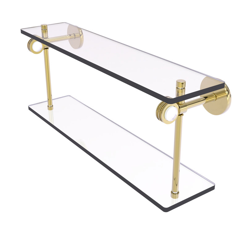 Tablette murale double verre Margolis, Laiton non laqué