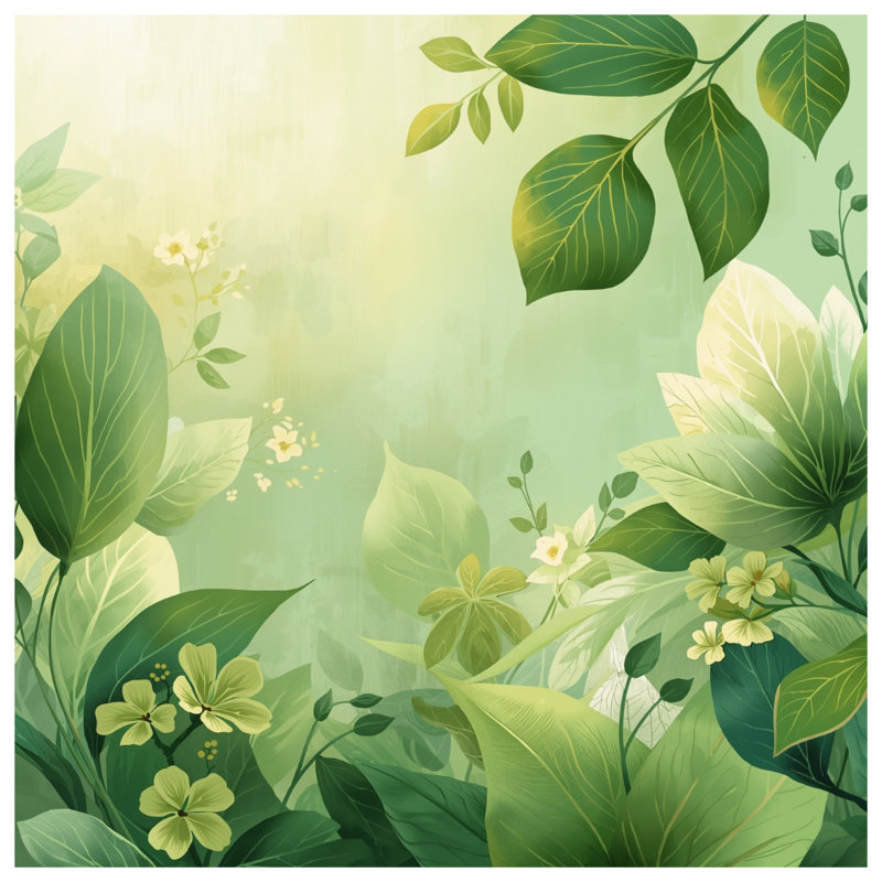 Tapisserie murale plantes vertes à feuilles - décoration murale feuillage, H 104 po x 88 avec 4 œillets