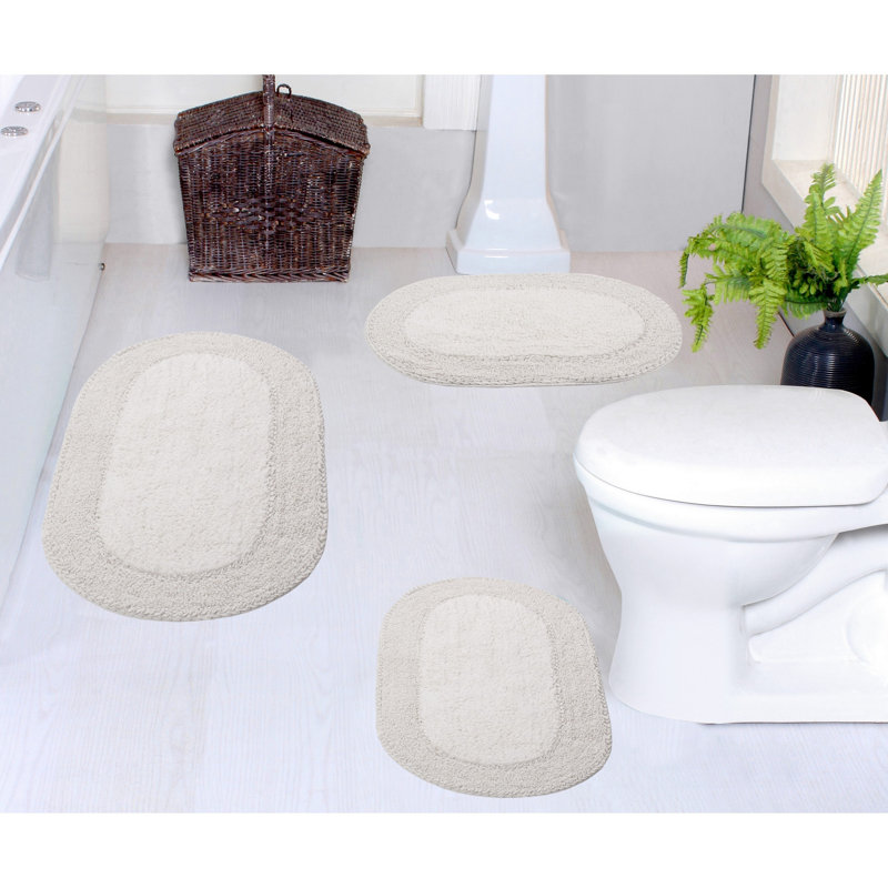 Ensemble de tapis pour salle de bain 100% coton Yashvi, Ivoire