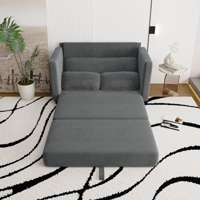 Space-saving Modern Corduroy Sofas, 2-seater Convertible With Storage For Living Room