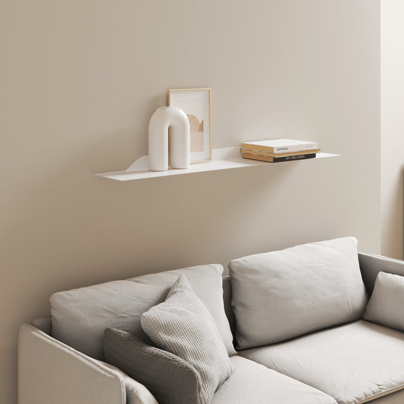 Maja Metal Floating Shelf, 4.5" H x 91.5" W x 15.25" D, White