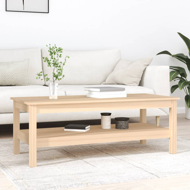 Kanthiah Solid Wood Four Leg Coffee Table with Storage, 40cm H x 110cm W x 50cm D, Honey Brown