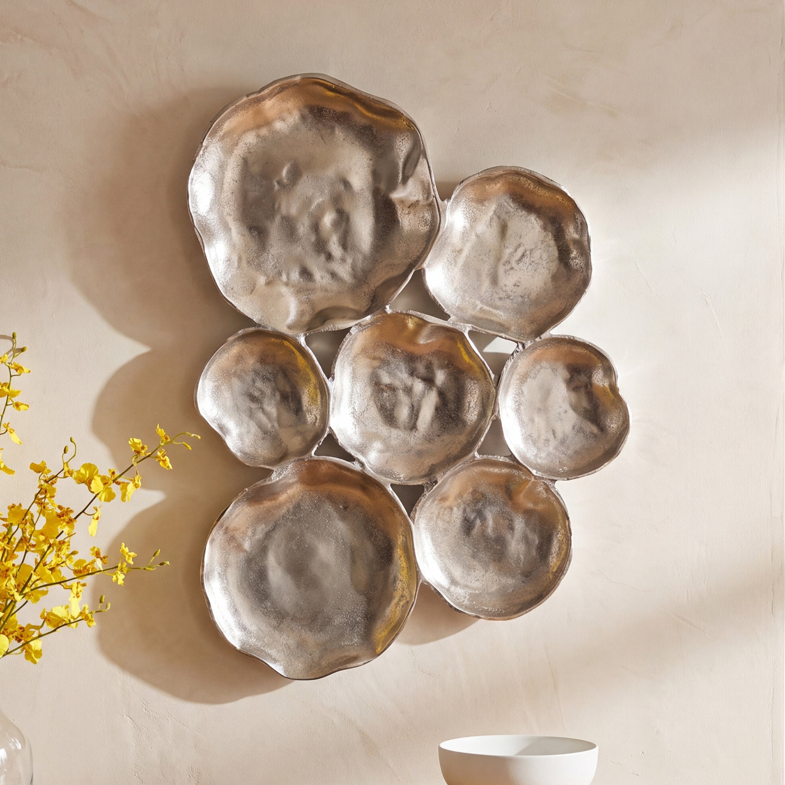 Solid Brass Wall Mounted Sculpture, Silver