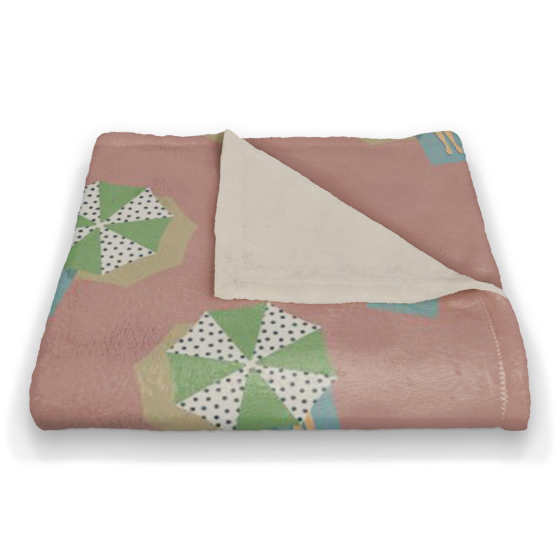 Jeté de parapluie en molleton, Rose / vert