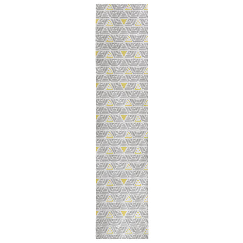 Chemin de table à triangles dessinés à la main Classic, 16 po x 72 po, Jaune/gris