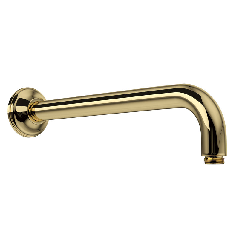 Rohl 12" Wall Mount Shower Arm, Unlacquered Brass