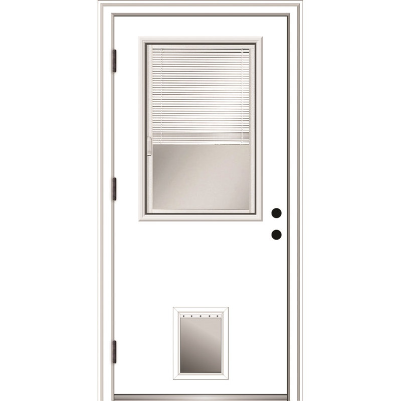Porte d'entrée pré-suspendue en acier apprêté, H 80 po x l 30 po x P 1,75 po, 4,56 po, Côté droit / vers l'extérieur