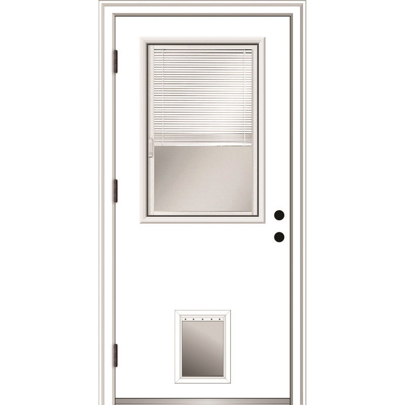 Porte d'entrée pré-suspendue en acier apprêté, Côté droit / vers l'extérieur, H 80 po x l 32 po x P 1,75po, 4,56 po