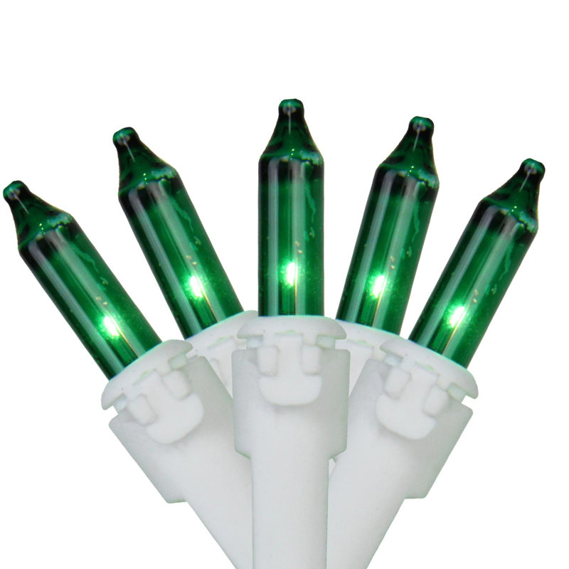 50-Count Mini Christmas Light Set 10ft Wire, Green/White