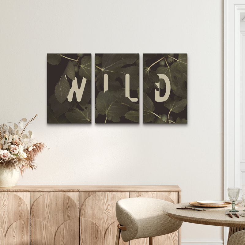 Ensemble de 3 panneaux - Florent Bodart «Wild 2», art mural sur toile pour le salon, la chambre à coucher ou le bureau 