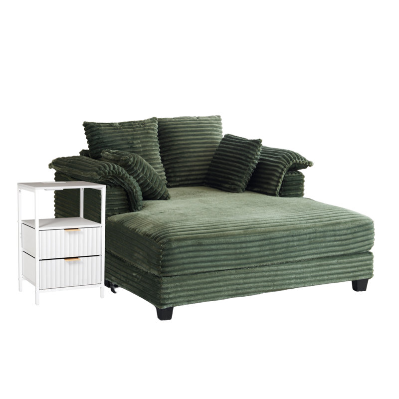 2 Piece Living Room Sets Sofa Bed & Drawer End Table, 2 Pieces: Sofa, End Table, Green