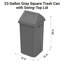 Poubelle carrée en plastique 23 gallons avec couvercle pivotant et canaux d'aération-129176163